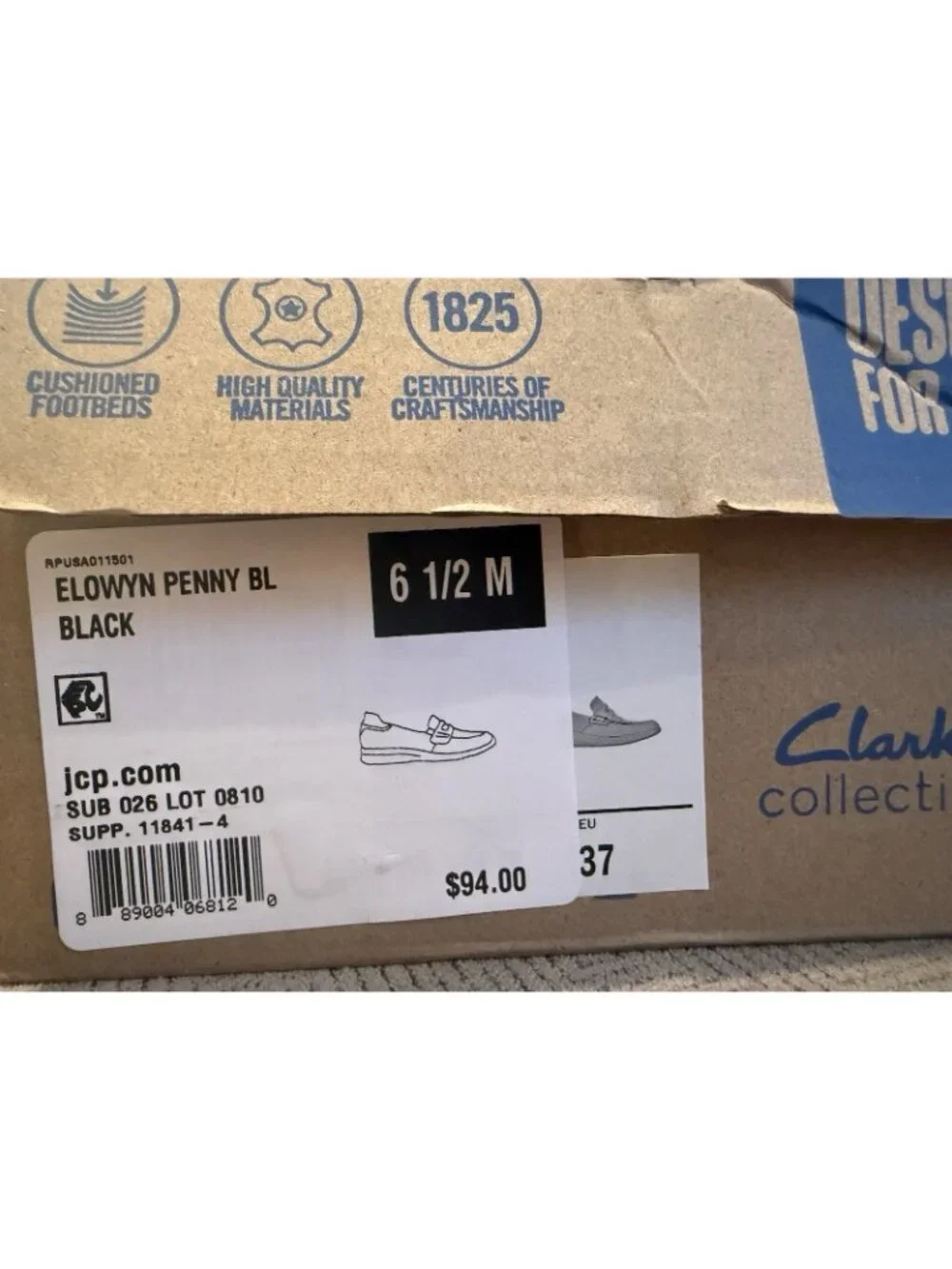 Clarks Size 6.5 Elowyn Penny Loafers Black Leather Shoes Women’s Comfort